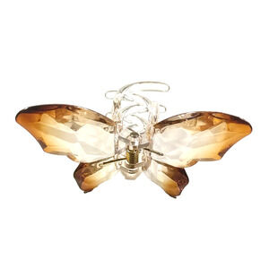 Butterfly Hair Clip Clasp Clear To Brown Hombre Plastic